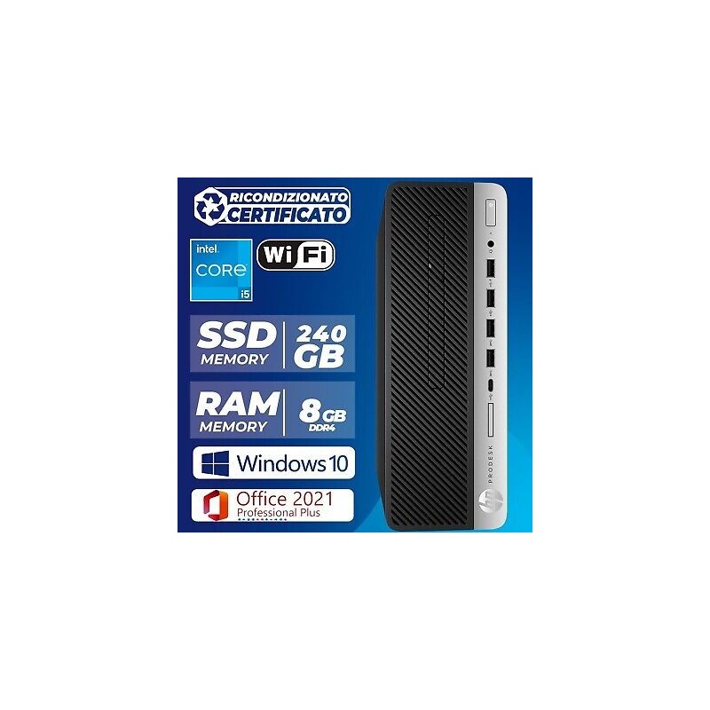 PC Computer Desktop Fisso Ricondizionato HP i5-7400 Ram 8Gb SSD 240 Windows 10