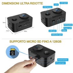 Telecamera spia infrarossi visione notturna microcamera mini micro pir