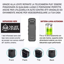 Telecamera spia microcamera auto infrarossi bodycam visione notturna