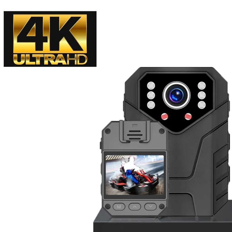 Bodycam telecamera spia infrarossi 4K visione notturna microcamera mini micro MENU' ITALIANO - INFRAROSSI INVISIBILI- 8 ORE- 4K