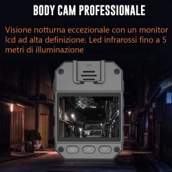 Bodycam telecamera spia infrarossi 4K visione notturna microcamera mini micro MENU' ITALIANO - INFRAROSSI INVISIBILI- 8 ORE- 4K