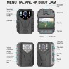 Bodycam telecamera spia infrarossi 4K visione notturna microcamera mini micro MENU' ITALIANO - INFRAROSSI INVISIBILI- 8 ORE- 4K