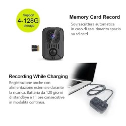 Micro Telecamera spia infrarossi sensore PIR movimento full hd mini camera spy