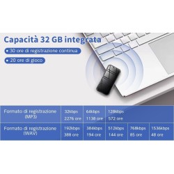 Micro registratore spia audio calamita 32 gb attivazione vocale