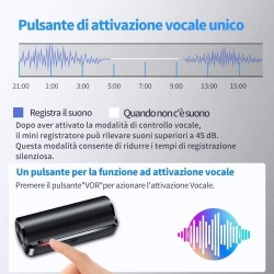 Micro registratore spia audio calamita attivazione vocale 15 giorni impermeabile