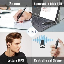 Micro Registratore Spia Penna Audio Vocale 16 GB Spy Spia Ambientale USB