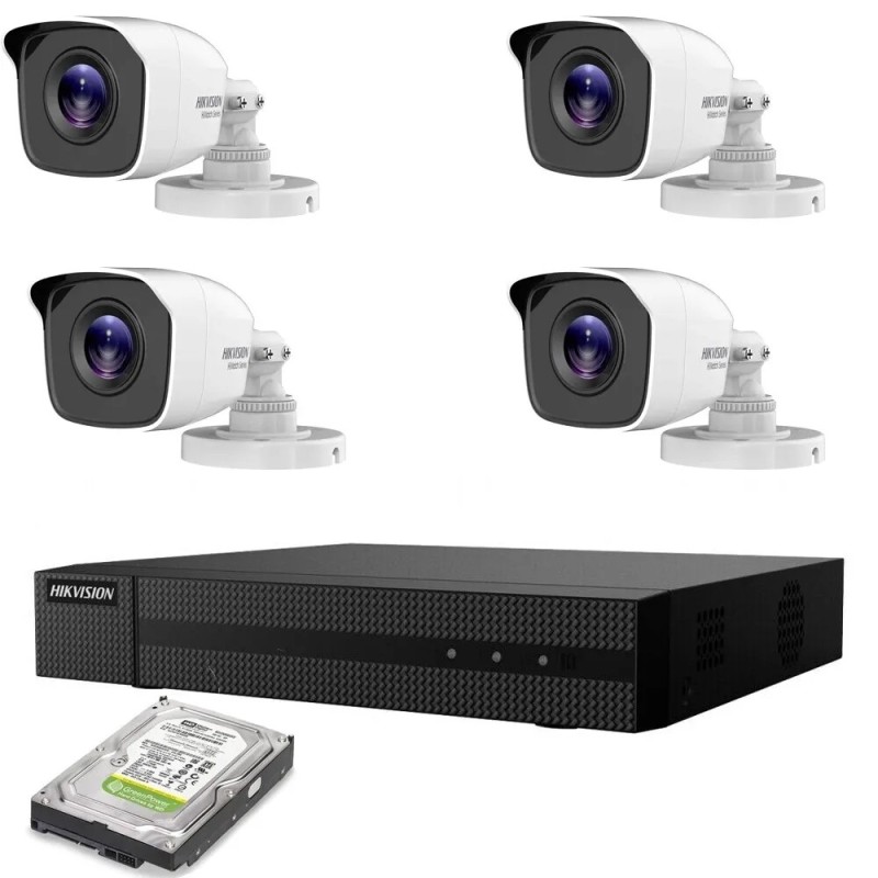 KIT VIDEOSORVEGLIANZA IP POE 2 MPX 4 TELECAMERE HIKVISION NVR 8 CANALI HD 500GB