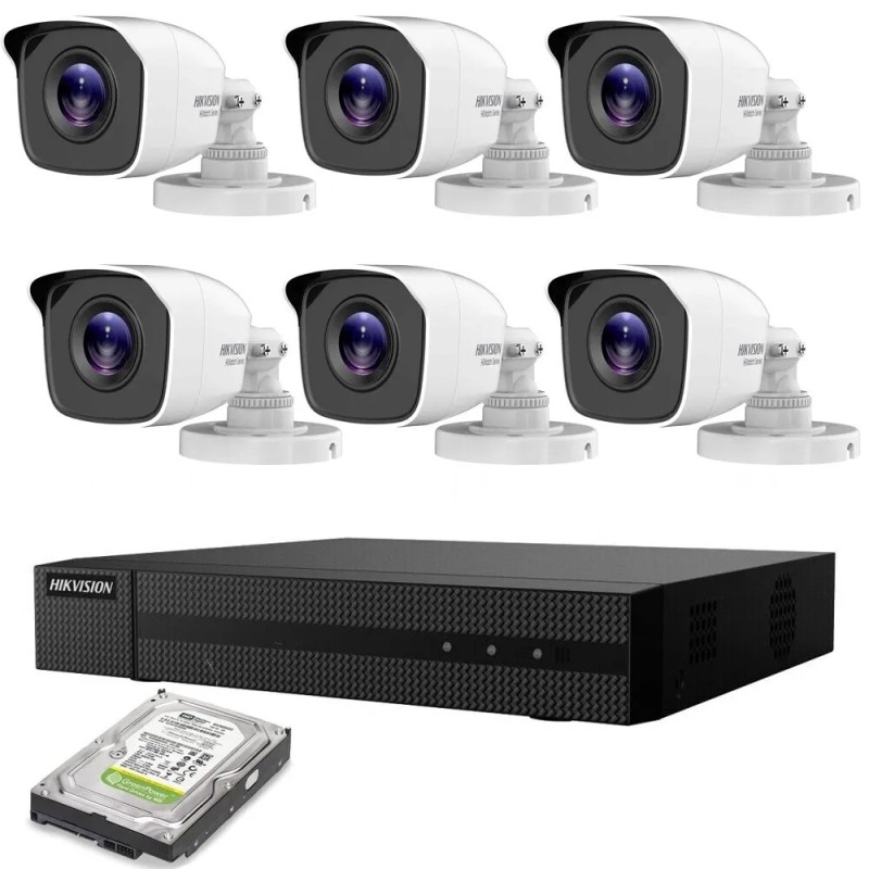 KIT VIDEOSORVEGLIANZA AHD HIKVISION 6 TELECAMERE 5 MPX HD 1TB