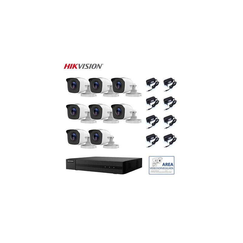 KIT VIDEOSORVEGLIANZA HIKVISION DVR 8 CANALI 8 TELECAMERE 4 MPX