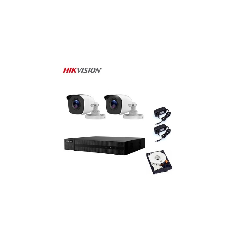 KIT VIDEOSORVEGLIANZA HIKVISION 2 TELECAMERE 2 MPX DVR 4 CANALI HD 500 GB