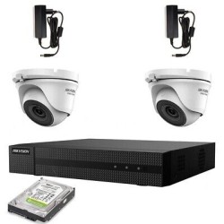 KIT VIDEOSORVEGLIANZA HIKVISION 2 TELECAMERE 5 MPX DVR 4 CANALI HD 500GB