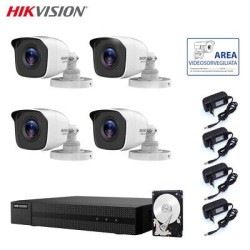 2 KIT 4 TELECAMERE VIDEOSORVEGLIANZA HIKVISION DVR 4 CANALI 4 MPX 1 TB