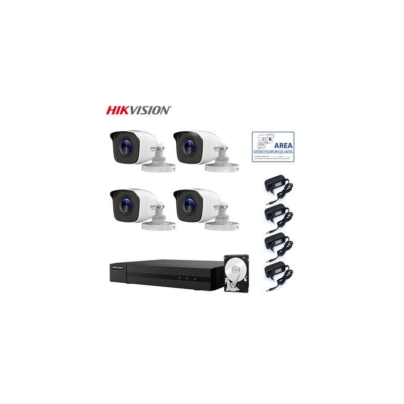 2 KIT 4 TELECAMERE VIDEOSORVEGLIANZA HIKVISION DVR 4 CANALI 4 MPX 1 TB