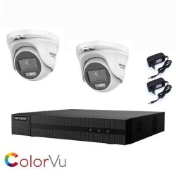 KIT TELECAMERE DOME VISIONE NOTTURNA COLORI 2 MPX  AHD HIKVISION