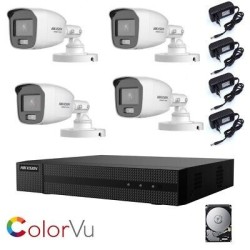 KIT TELECAMERE VISIONE NOTTURNA COLORI 2 MPX 4 AHD 500 GB HIKVISION