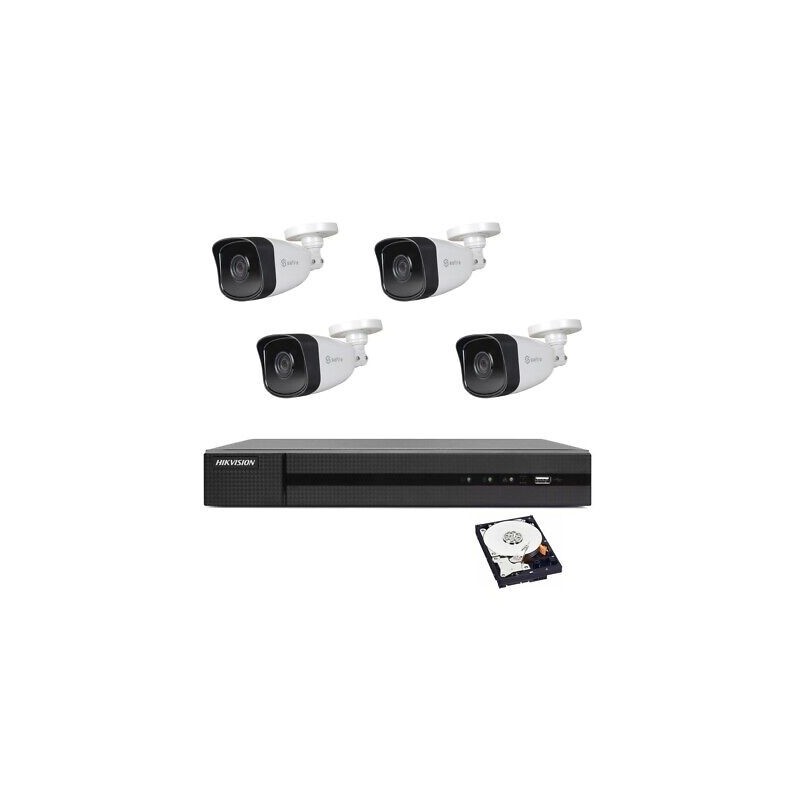 KIT POE 4 CANALI NVR 2 MPX H265 CLOUD IP VIDEOSORVEGLIANZA  HIKVISION HD 2 TB